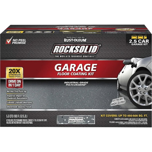 RockSolid Polycuramine 2.5 Car Garage Floor Coating Kit Dark Gray