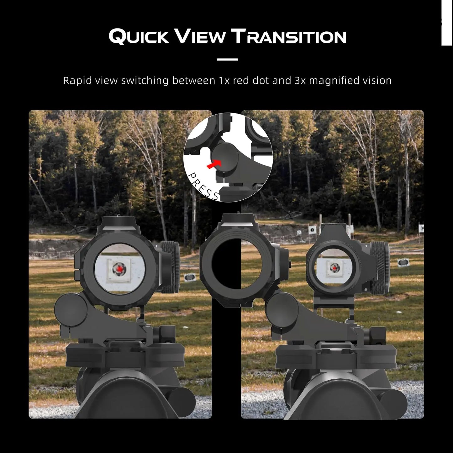 Vector Optics-Maverick-III 3x22 Magnifier with Rubber Armed, Long Eye Relief, Fit Maverick/Scrapper Red Dot Scope Sight, AR 15
