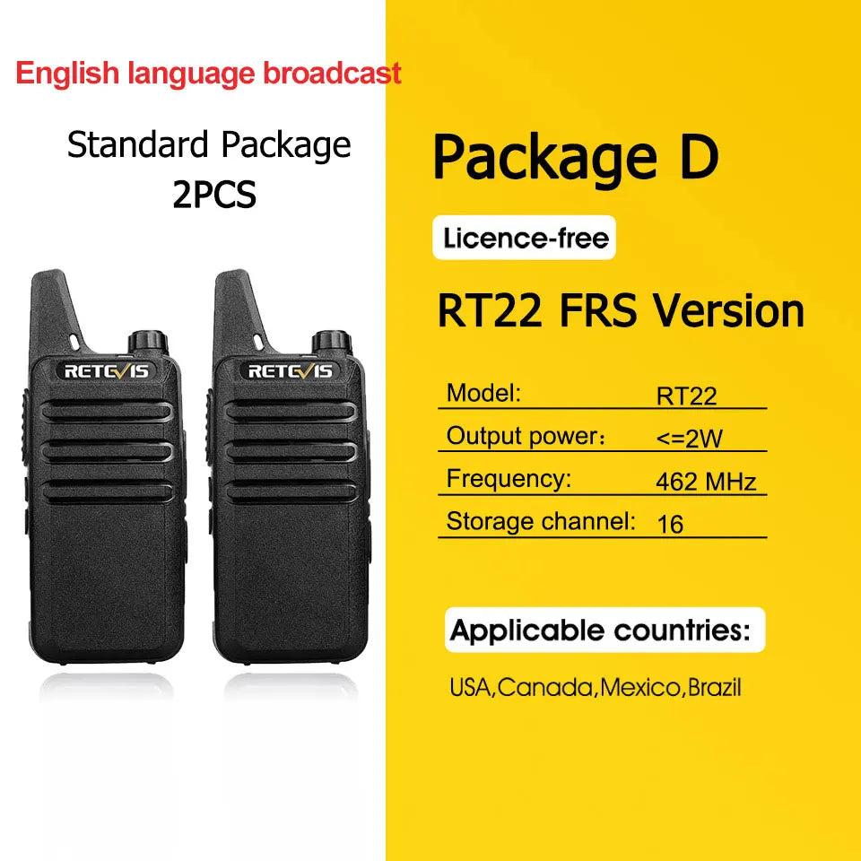 Retevis RT622 Walkie Talkie Mini 2 Pack PMR 446 Portable Two Way Radio Communication Device for Restaurant
