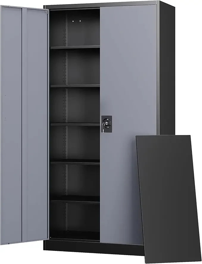 Metal Garage Storage Cabinet With Lock And Adjustable Shelves