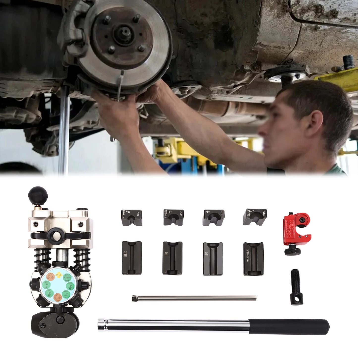 Manual Automotive Brake Line Flaring Tool Kit Carbon Steel with Box for Hydraulic and Oil Pipes