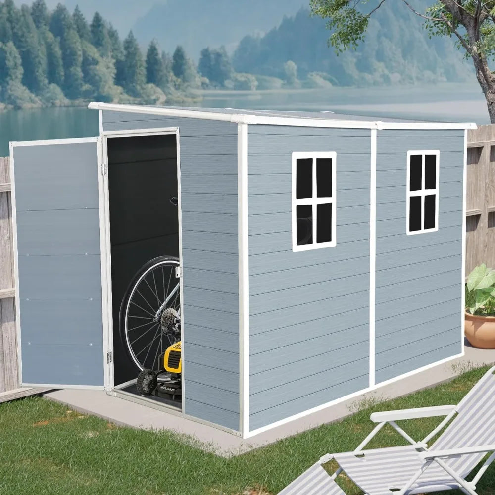 4x8 Foot Outdoor Resin Storage Shed All Weather With Floor Backyard