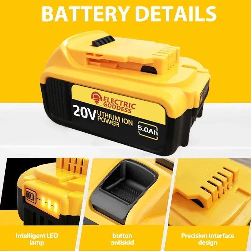 Electric Goddess 20V 5Ah Lithium Battery Replacement Dewalt