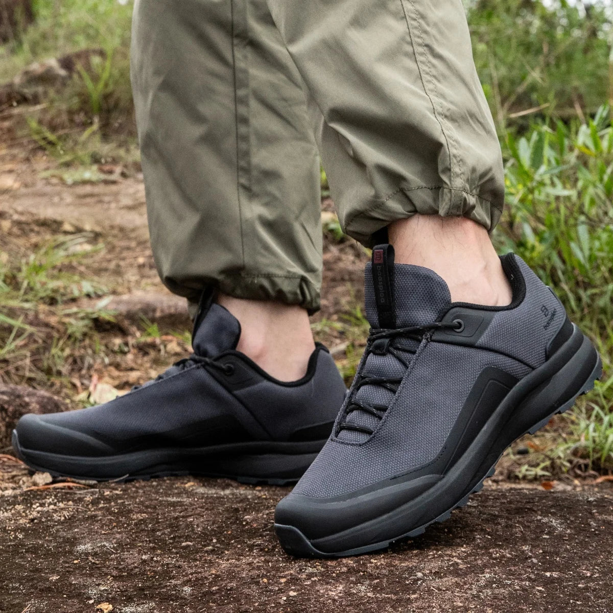 Baasploa Men Hiking Shoes Litchi Leather Non Slip Sneakers