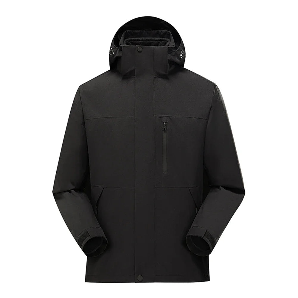 OhSunny Unisex Thermal Jackets Winter Plush Detachable Liner Camping Hiking 3 In 1 Soft Shell Coat Outdoor Windproof Waterproof