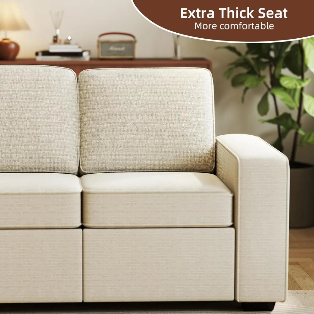 80 Inch Modern Chenille Sofa 3 Seater Deep Seat Living Room
