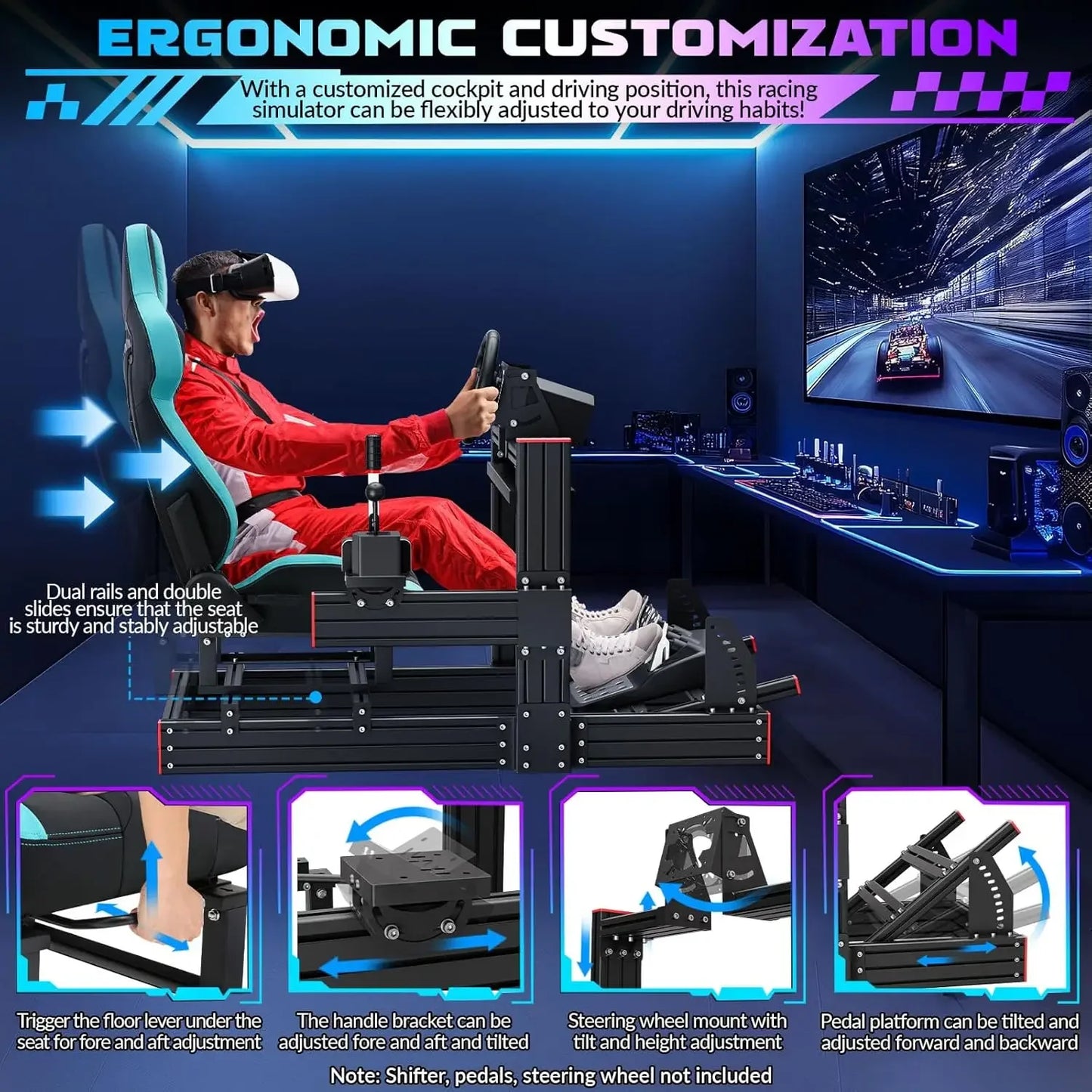 Racing Simulator Cockpit Stand Elite Wheel Mount Fits G29