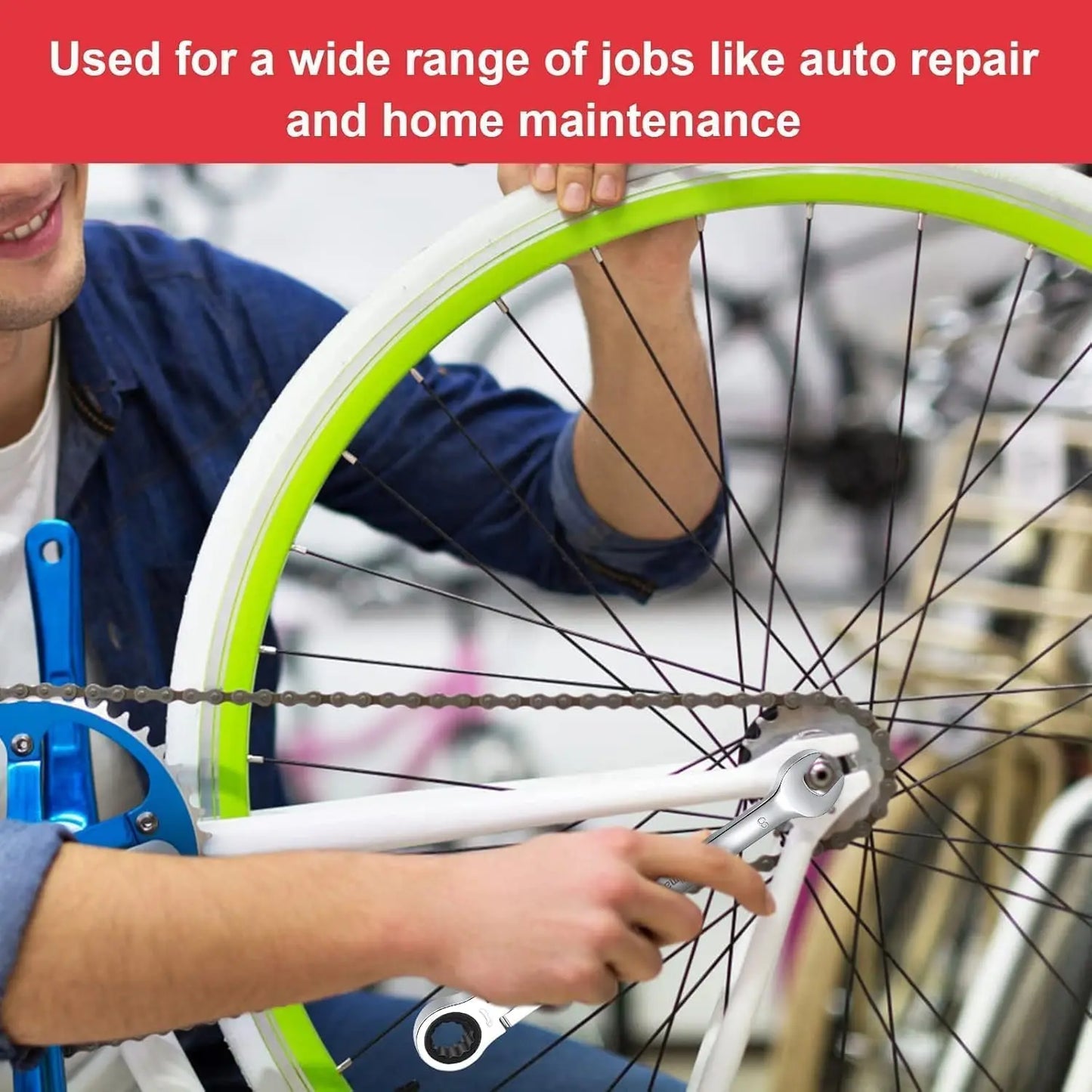 12 Piece Flex Head Wrench Set Ratcheting 8-19mm CrV Steel