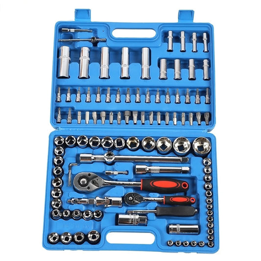 108 Pieces Ratchet Wrench Socket Set 1/4 Inch 1/2 Inch CR40 Steel Tool Kit with Case