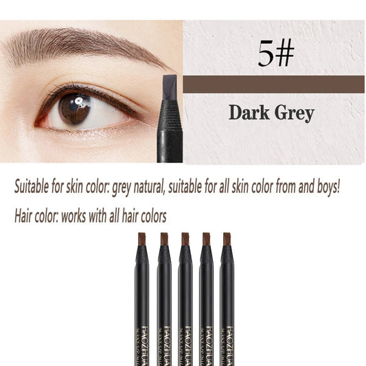 5PCS Haozhuang Brown Eyebrow Pencil Set Natural Waterproof Long Lasting Makeup Cosmetic Brush