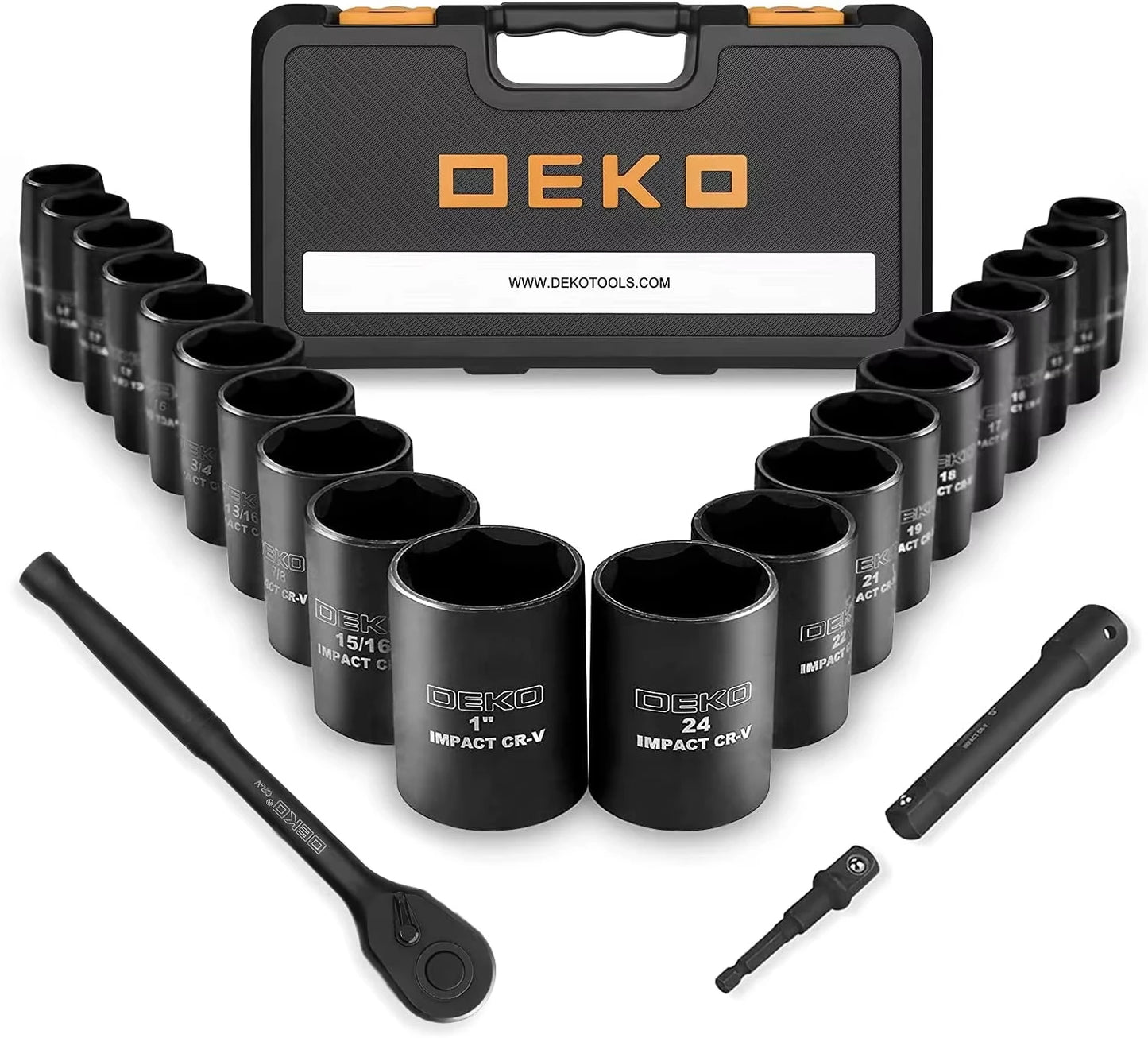 Deko Half Inch Drive Socket Set 23 Piece Ratchet Tool