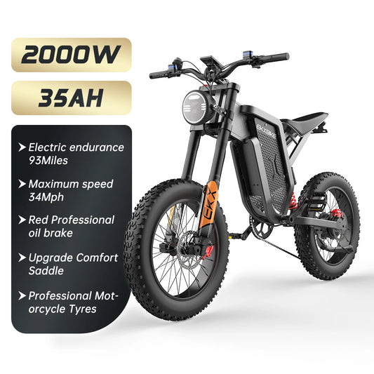 EKX X21 Adults Electric Bike 2000W 48V 35AH Samsung Battery 55km/h Off Road Mountain Ebike 20 Inch 4.0 Tyres