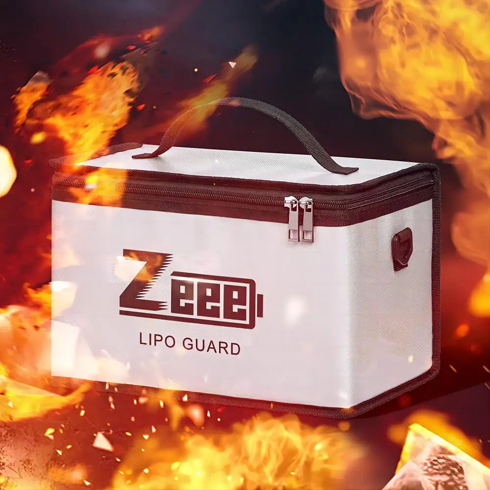 Zeee Lipo Safe Bag Fireproof Storage Pouch Large Capacity Battery Charging Safe Bag for 10 Cell Adjustable Use