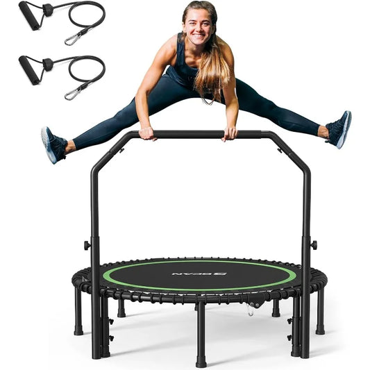 BCAN 48 Inch Foldable Mini Trampoline With Resistance Band
